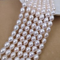 Perles de riz naturelles d'eau douce de 8-9 mm, forte luminosité, légère imperfection, forme goutte d'eau, matériau semi-fini pour création artisanale DIY