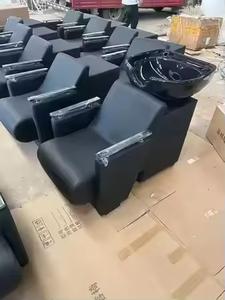 Sillón de Peluquería Moderno de Acero Inoxidable con Lavacabezas Negro para Salón de Belleza y Barbería, Material Metálico Resistente - Product Image 4