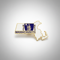 GREPAS GIFTS Épinglette de revers plaquée or en forme de drapeau de l'État du Massachusetts, 1,25 pouce