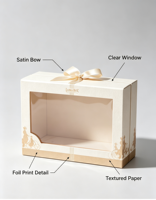 Boîte Cadeau Pliante Écologique et Réutilisable Bleu Brume avec Fenêtre Transparente et Compartiment Visuel