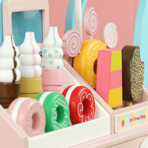 Faire semblant de jouer cuisine ensemble de jeu <span class=keywords><strong>en</strong></span> <span class=keywords><strong>bois</strong></span> doux rose beignet camion de crème glacée enfants Snack nourriture jouets - Product Image 2