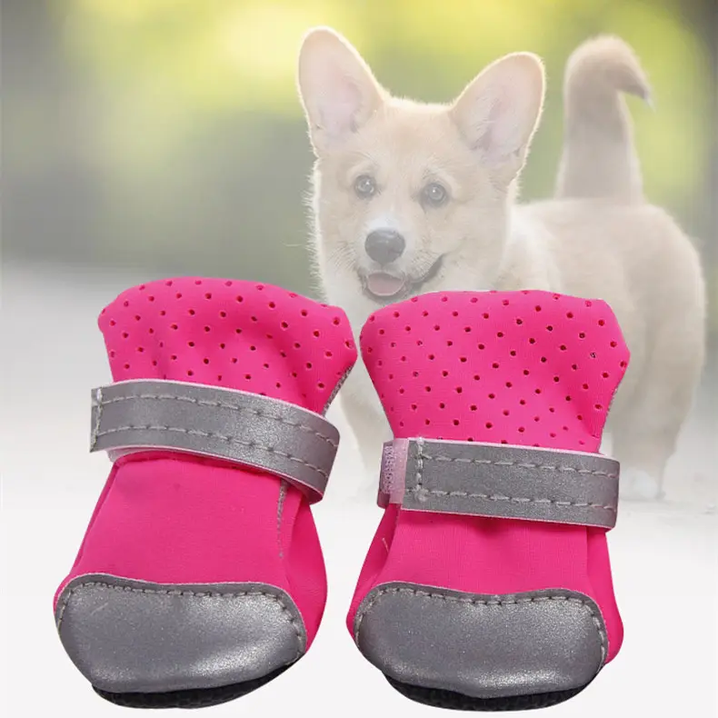 Wholesale Fleece Reflective Dog Boots 4PCS Anti-slip Dog Boots Dogs Shoes