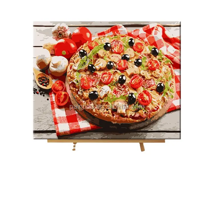 캔버스 페인트 Diy 수제 맛있는 야채 피자 디지털 유화 숫자 세트 성인 어린이 현대 장식