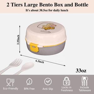 Boîte à lunch en plastique pour enfants 700ml à 2 compartiments avec couverts - Product Image 6