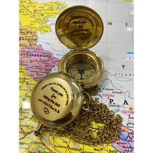Boussole à bouton-poussoir en laiton ALFA NAUTICAL avec porte-clés gravé « Merci d'être papa », style nautique, cadeau portable pour la randonnée - Product Image 6