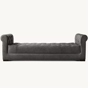 Banc de chevet long en cuir véritable Rhoohill, design moderne et luxueux, vente chaude d'usine, mobilier de chambre à coucher - Product Image 2