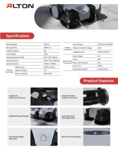 Balayeuse électrique autoportée Alton AL-800, balayeuse industrielle professionnelle avec batterie et chargeur - Product Image 3