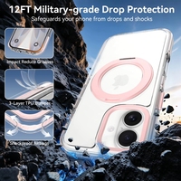 Étui de téléphone magnétique pour fille avec cadre d'objectif en métal mignon, support rotatif et protection antichoc pour iPhone 17