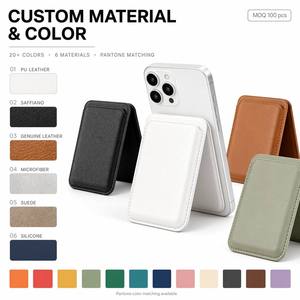 Cartera Magnética Delgada Universal MagSafe con Soporte, Bloqueo RFID, Cuero Vegano, Logotipo, Regalo <span class=keywords><strong>de</strong></span> Navidad para iPhone y Samsung - Product Image 3