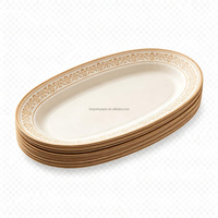 Assiettes en papier ovales jetables, plateaux de service pour buffets, traiteur, barbecue et fêtes