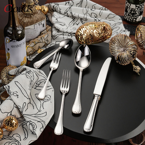 أفضل المبيعات من أطقم أدوات المائدة الذهبية، أدوات فضية بتصميم عصري، سكين وشوكة وملعقة، مجموعات أدوات الطعام - Product Image 4