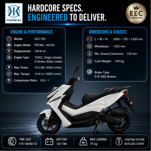 Scooter de Gasolina de 4 Tiempos Refrigerado por Agua, 5 Plazas, EBS, para Desplazamientos Diarios en la Ciudad, V23-150, Motor de 150cc, Potente - Product Image 2