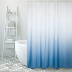 Rideau de douche 180x200 cm bleu effet ombré pour salle de bain - Product Image 3