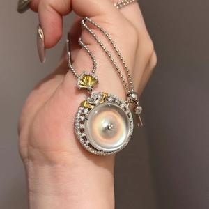 Collar de Plata Pura S925 Estilo Chino con Fideos de Huevo, Jade Blanco con un Toque Sencillo y Sofisticado, Collar de Perlas Pequeñas y Frescas - Product Image 4