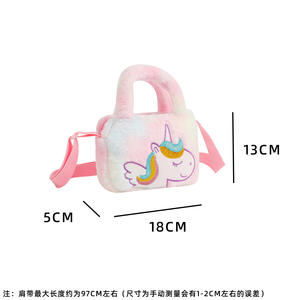 Vente en gros prix d'usine vente en gros enfants mignon <span class=keywords><strong>licorne</strong></span> rose coeur en peluche sac à main petite fille moelleux sac à bandoulière - Product Image 2