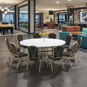 Mesa redonda plegable de banquete de PVC de alta calidad barata de gran oferta para salón de banquetes - Product Image 4