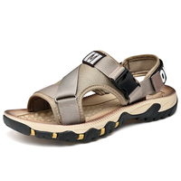 Vente en gros et au détail sandales de plage d'extérieur en cuir pour hommes, sandales d'été à semelle épaisse
