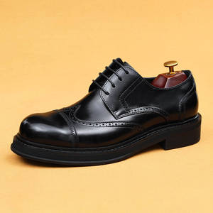 Chaussures habillées pour hommes en cuir véritable, talon épais, grande taille, style tendance, chaussures de bureau formelles, style patchwork, style d'hiver, chaussures à enfiler - Product Image 2
