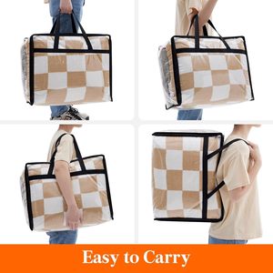 Bolsas de almacenamiento de ropa transparentes de 40L, 60L, 90L, manta de plástico, bolsas móviles plegables con cremallera, organizadores de armario, contenedores de almacenamiento - Product Image 2