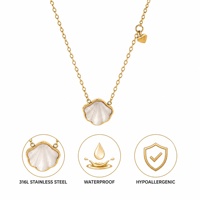 Meilleure Vente 2026 Collier de Mode avec Pendentif Coquillage Blanc, Bijoux Plaqué Or 18 carats, Collier en Acier Inoxydable 316L