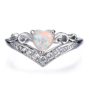 Anello da donna con pietre intarsiate a forma di cuore e floreali, design elegante e delicato, per tutti i giorni, per feste, stile principessa, gioiello da dito, regalo - Product Image 6