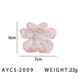 مشبك شعر زوي الجديد على الطراز الكوري بتصميم زهرة من الأسيتات، مشابك شعر كبيرة شفافة وملونة مزينة بالأحجار الكريمة للفتيات - Product Image 6