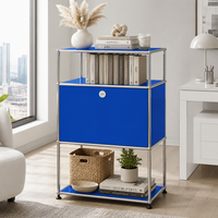 Table de chevet modulaire personnalisable en métal, armoire de rangement latérale en acier avec tiroirs pour chambre et salon