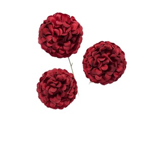 Bouquet de fleurs artificielles à trois têtes, sans feuilles, boule porte-bonheur, couleurs mélangées, en plastique et tissu, pour décoration de mariage - Product Image 5