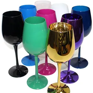 LANGXU 400ml fournisseur de verrerie écologique nouveaux verres à vin personnalisés de qualité alimentaire colorés sans plomb à tige solide de couleur noire