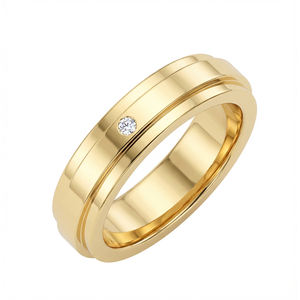 Ensemble de 2 bagues en or 18 carats plaqué or avec diamants synthétiques, belle bague de fiançailles et de mariage pour les couples, cadeau - Product Image 1