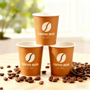 Customize Logo Disposable Biodegradable Coffee Paper Cup Double Ripple Wall Paper Cup for Hot Drinks With Lid and Sleeve