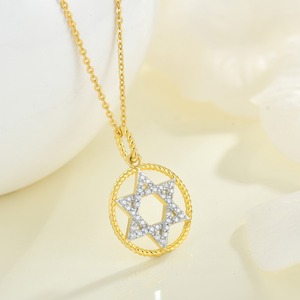 Phụ Nữ Của Thời Trang Vàng-Mạ 925 Sterling <span class=keywords><strong>Silver</strong></span> Sao <span class=keywords><strong>David</strong></span> Vòng Cổ Với Zirconia Xoắn Vòng Tròn Vòng Tròn Mặt Dây Chuyền Đồ Trang Sức Quà Tặng - Product Image 3