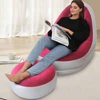 Canapé gonflable pliable avec repose-pieds ; Canapé inclinable familial doux et confortable pour la détente ; Type portable pour l'extérieur