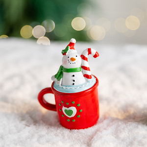 Resin Christmas Mug Figurine Set Santa Claus Snowman <b>Hand</b> Painted Tabletop Decor Novelty Holiday <b>Ornament</b> Cup Decoration - Product Image 6