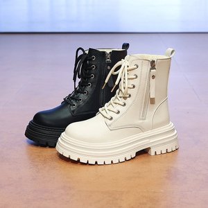 2025 autunno inverno da <span class=keywords><strong>donna</strong></span> per stivali Martin con fondo spesso nuovo stile britannico All-Match imbottito in velluto moto stivaletti corti alla caviglia - Product Image 5