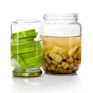 Großhandel 350 ml 500 ml runde Salatdosen Pickelsoße Gewürzglas Mason-Glasbehälter mit schwarzem Metalldeckel