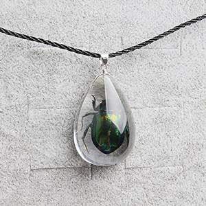 Collier en résine pour homme, tendance, 18 pouces, avec pendentif <span class=keywords><strong>scarab</strong></span>ée en résine véritable, insecte - Product Image 5