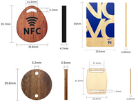 Clé de jeton d'étiquette de carte NFC en bois FOB pour le contrôle d'accès Gestion des actifs MIFARE Classic 1K NTAG213 option RFID UHF
