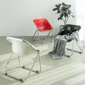 Chaise pliante en acrylique transparente bon marché, tabouret créatif en plastique épaissi, dossier de maquillage