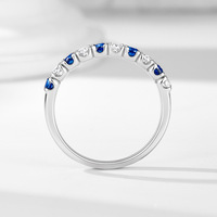 Bague Minimaliste en Argent Sterling S925 avec Diamant Demi-Cercle Serti et Zirconia de 2,5 mm, Bijou de Main Tendance pour Femme