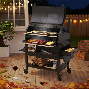 <span class=keywords><strong>Barbecue</strong></span> de style américain rond pour fumoir commercial moderne à <span class=keywords><strong>double</strong></span> couche pour fumer lentement du charbon de bois/au feu de bois - Product Image 3