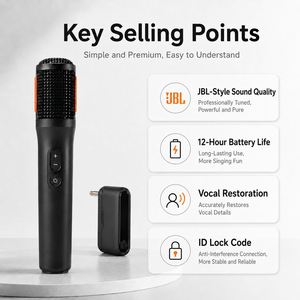 <span class=keywords><strong>Microphone</strong></span> sans fil à condensateur portable deux-en-un à bande U, à directivité omnidirectionnelle pour le chant en direct et le streaming - Product Image 6