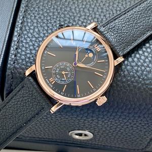 Relojes Mecánicos de Alta Calidad a la Moda, Reloj de Pulsera con Diseño de Fase Lunar y Correa Negra, Gran Venta - Product Image 4