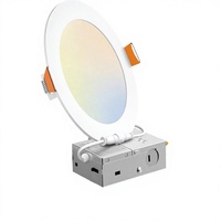 Plafonnier LED encastré ultra-plat rond de 6 pouces, 12W, 5CCT, à économie d'énergie, sans scintillement, dimmable, certifié Energy Star ETL