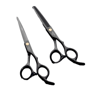 Ciseaux de barbier pour droitiers, lot de 30 dents, en acier inoxydable noir, ciseaux à effiler personnalisables, outil de coupe de cheveux pour salon - Product Image 1