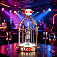 Présentoir de Bouteilles VIP LED Personnalisé avec Logo pour Événements, Cage Dorée Lumineuse pour Bouteilles d'Alcool