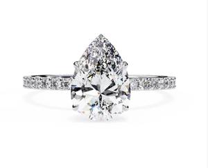 Anillos de Plata con Diamantes en Forma de Pera, Chapados en Oro Blanco de 18K, Joyería de Lujo Personalizada para Mujer - Product Image 2