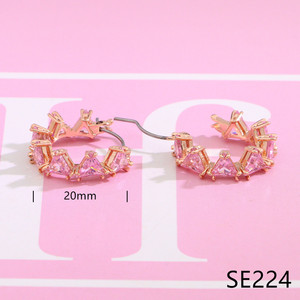 SJS90-V Glam Mixed Dark Crystal Circle Stud Earrings อุปกรณ์เสริมสำหรับงานปาร์ตี้ไนท์คลับสุดอินเทรนด์ - Product Image 4