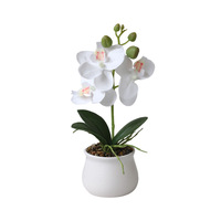 Vente en gros d'orchidées artificielles de haute qualité, fleurs d'orchidées artificielles au toucher réel, pot rond pour la décoration de la maison
