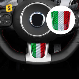 Kit d'accessoires d'intérieur d'autocollant décoratif de menton de volant de fibre de carbone pour <span class=keywords><strong>Fiat</strong></span> <span class=keywords><strong>500</strong></span>/ABARTH 2020-2023 - Product Image 5
